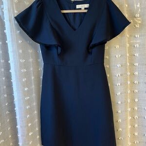 LOFT Navy Mini Dress with Flutter Sleeves